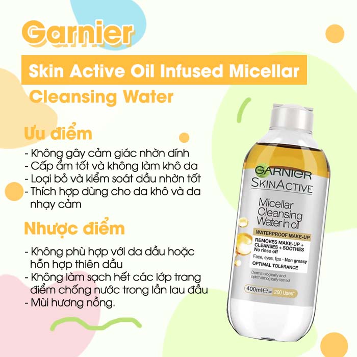 Dầu tẩy trang Garnier Skin Active Oil Infused Micellar Cleansing Water