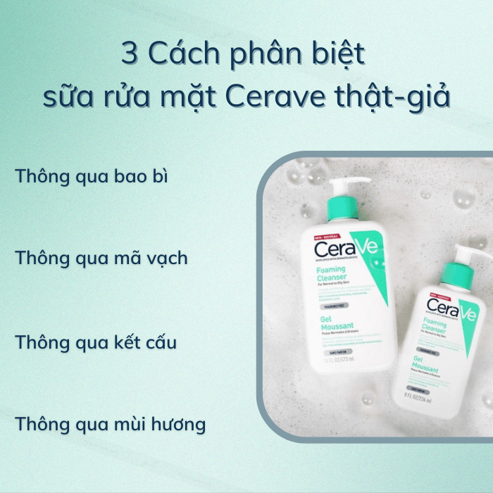 3 Cách phân biệt sữa rửa mặt Cerave thật giả