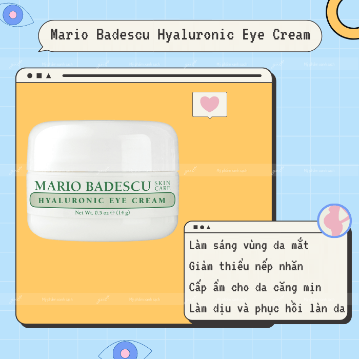 Kem mắt Mario Badescu Hyaluronic Eye Cream cho bà bầu