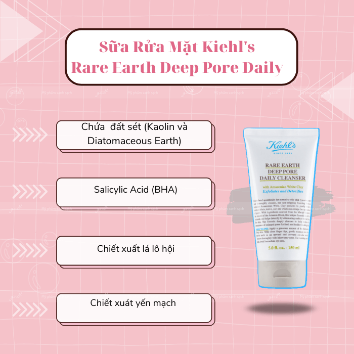 Kiehl’s Rare Earth Deep Pore Daily sữa rửa mặt làm sạch lỗ chân lông