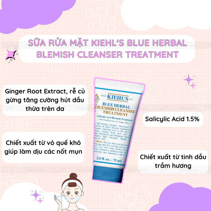 Kiehl's sữa rửa mặt BHA Blue Herbal Blemish Cleanser Treatment