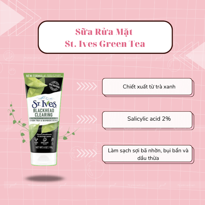 St Ives Green Tea Sữa rửa mặt làm sạch mụn đầu đen