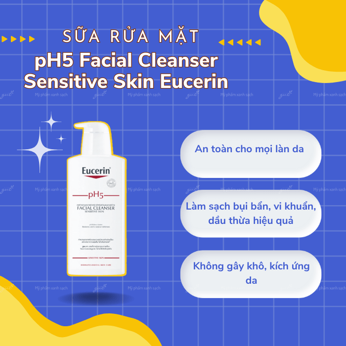 Sữa rửa mặt Eucerin cho da nhờn mụn pH5 Facial Cleanser Sensitive Skin