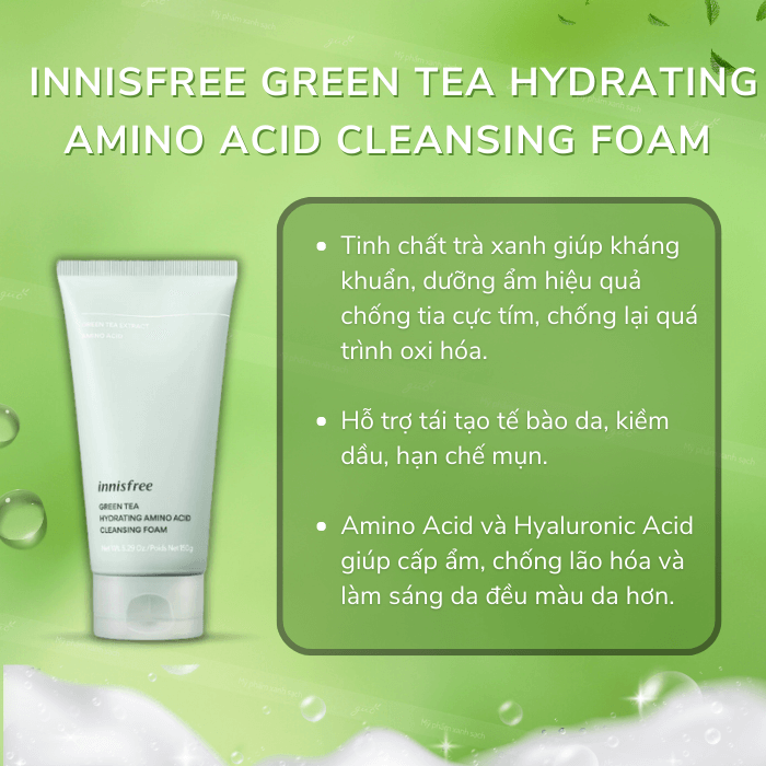 Sữa rửa mặt Innisfree trà xanh Green Tea Hydrating Amino Acid Cleansing Foam