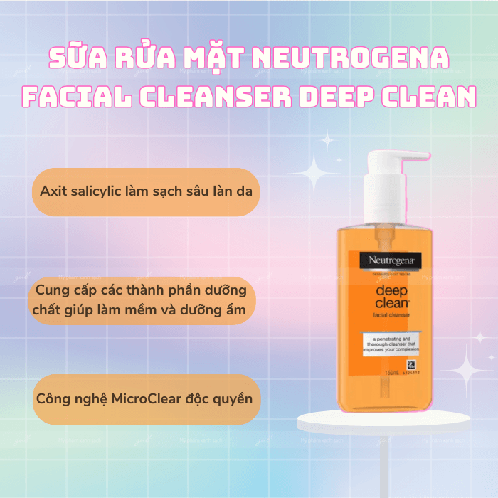 Sữa rửa mặt Neutrogena dành cho da khô giúp sạch sâu Facial Cleanser Deep