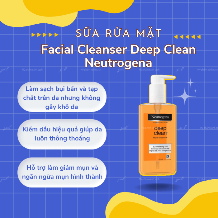 Sữa rửa mặt Neutrogena dành cho da mụn sạch sâu Facial Cleanser Deep Clean