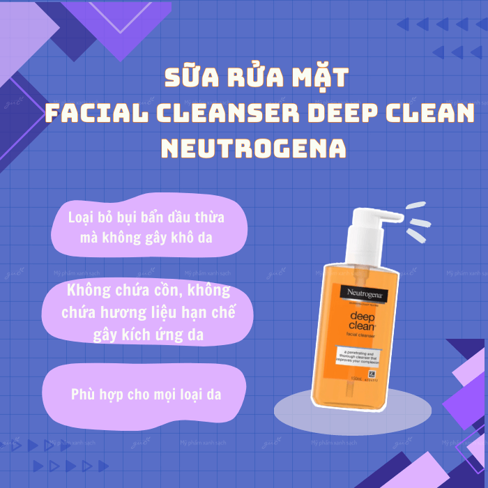Sữa rửa mặt Neutrogena dành cho da nhạy cảm sạch sâu Facial Cleanser Deep Clean