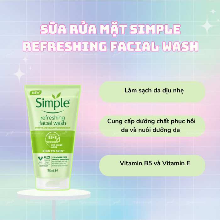 Sữa rửa mặt dành cho da khô Simple Refeshing Facial Wash