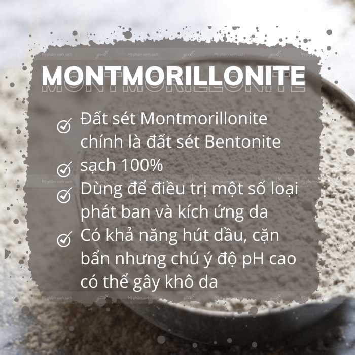 Thành phần mỹ phẩm đất sét montmorillonite