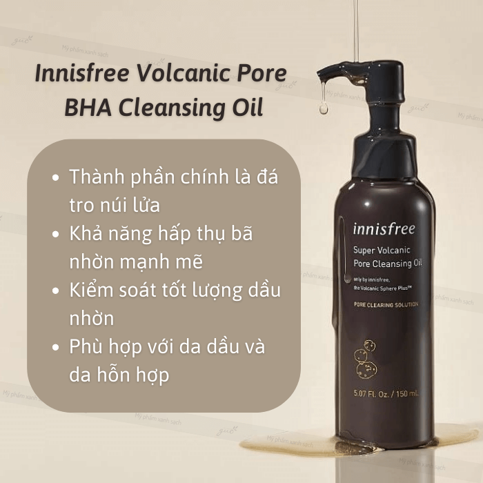 Dầu tẩy trang innisfree volcanic pore bha cleansing oil