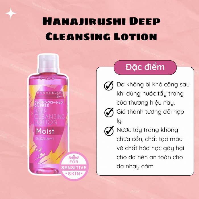 Nước tẩy trang cho da nhạy cảm hanajirushi deep cleansing lotion