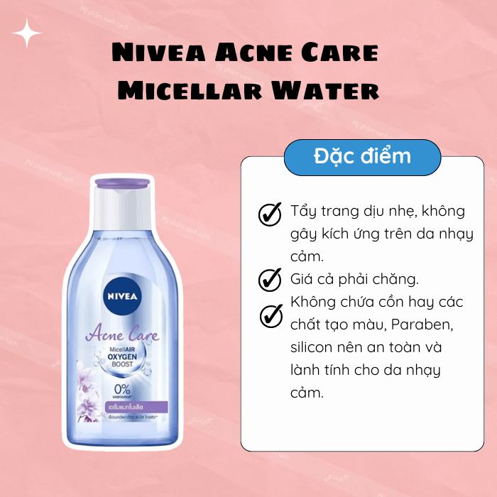 Nước tẩy trang cho da nhạy cảm nivea acne care micellar water