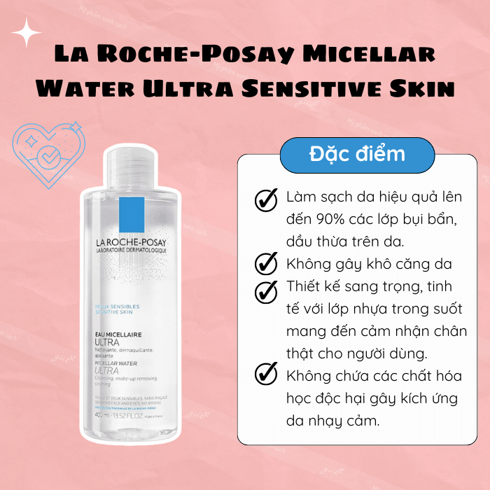 Nước tẩy trang la roche posay micellar water ultra sensitive skin cho da nhạy cảm