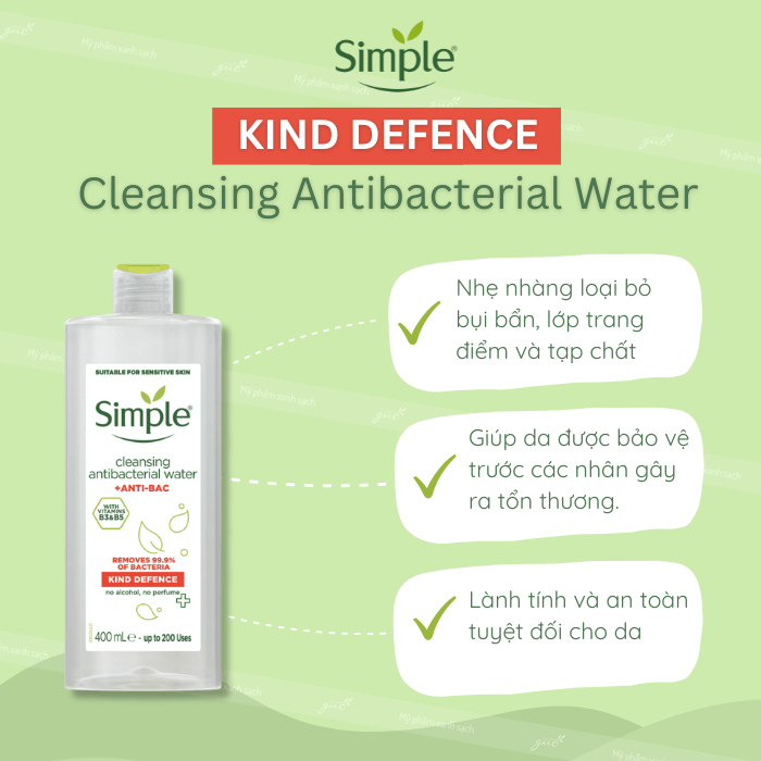 Nước làm sạch mỹ phẩm simple kind defence
