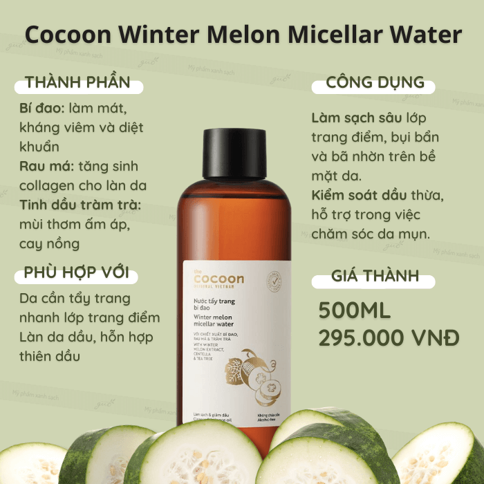 Nước tẩy trang cocoon winter melon micellar water