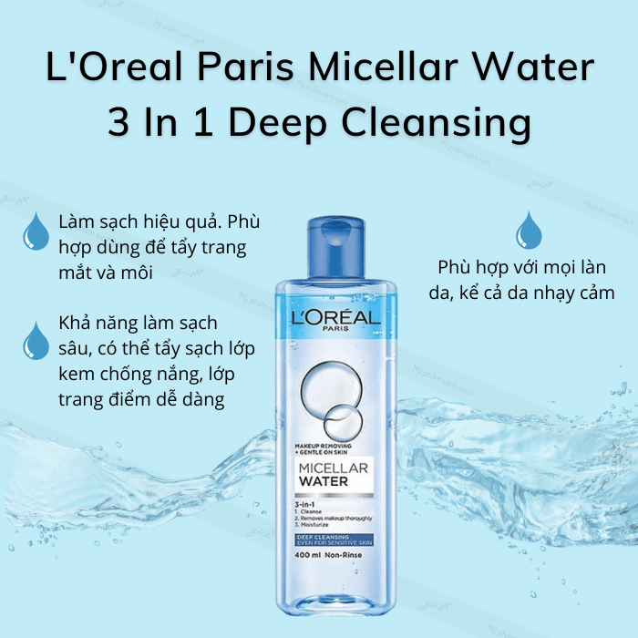 Nước tẩy trang loreal paris micellar water 3in1 deep cleansing