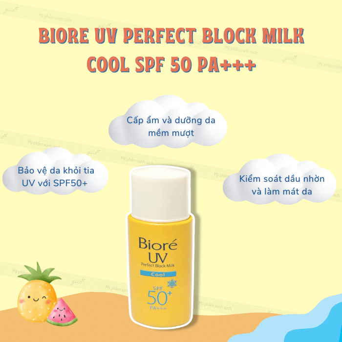 Kem chống nắng biore uv perfect block milk cool