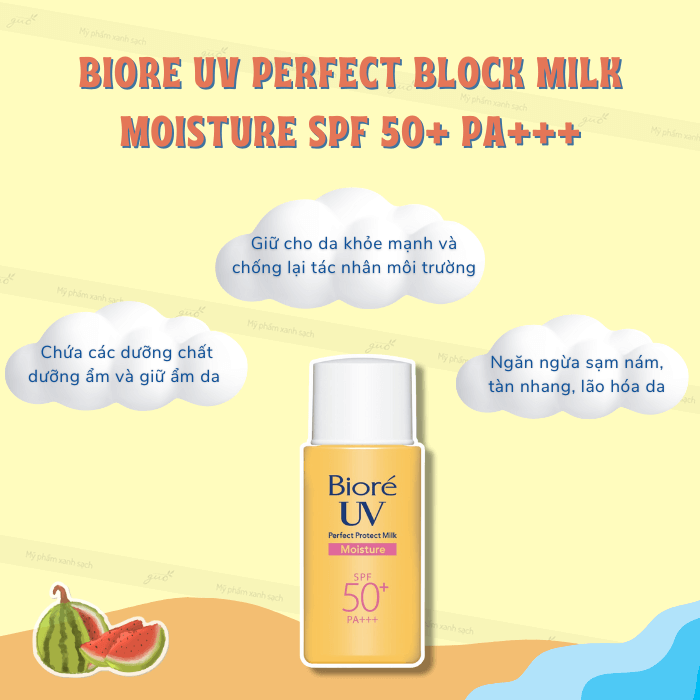 Kem chống nắng biore uv perfect block milk moisture