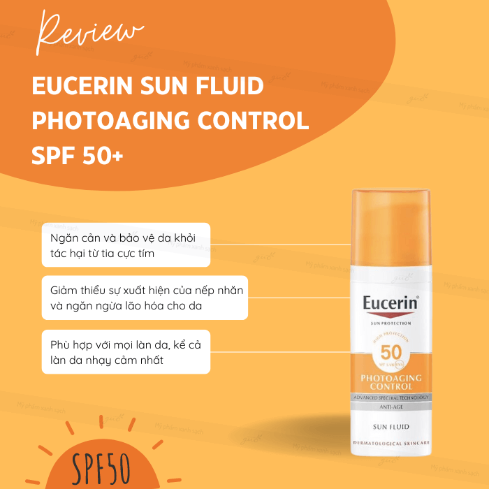 Kem chống nắng eucerin sun fluid photoaging control spf50