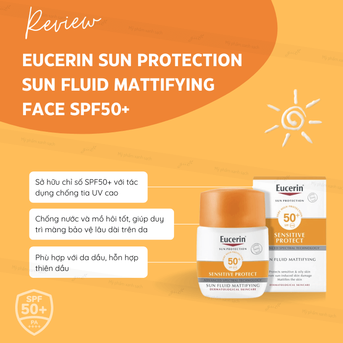 Kem chống nắng eucerin sun protection sun fluid mattifying face spf50