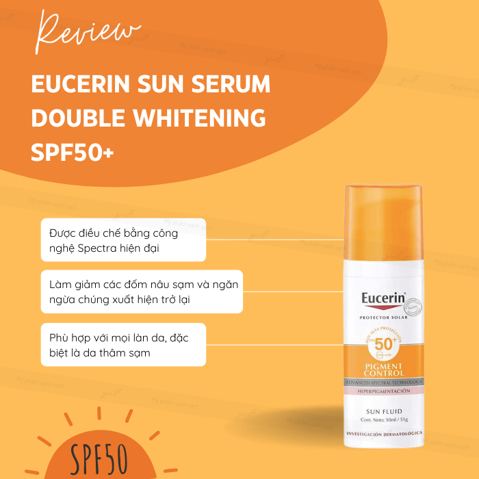 Kem chống nắng eucerin sun serum double whitening spf50