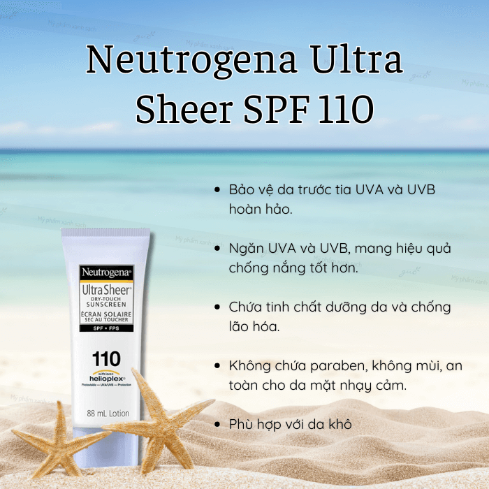 Kem chống nắng neutrogena ultra sheer spf110