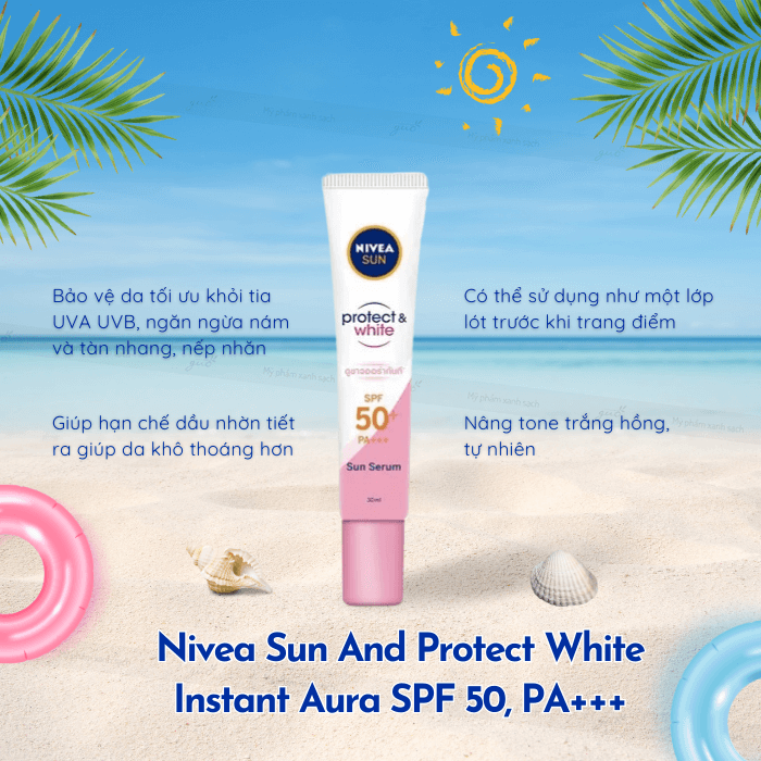Kem chống nắng nivea sun and protect white instant aura