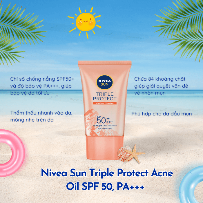 Kem chống nắng nivea sun triple protect acne oil