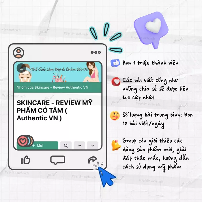 Group skincare review mỹ phẩm có tâm trên facebook