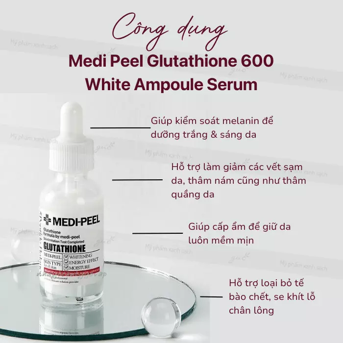Công dụng serum medi peel glutathion 600 white ampoule