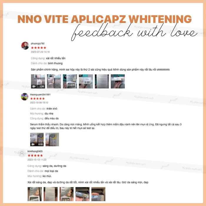 Review của khách hàng về serum nno vite aplicapz whitening
