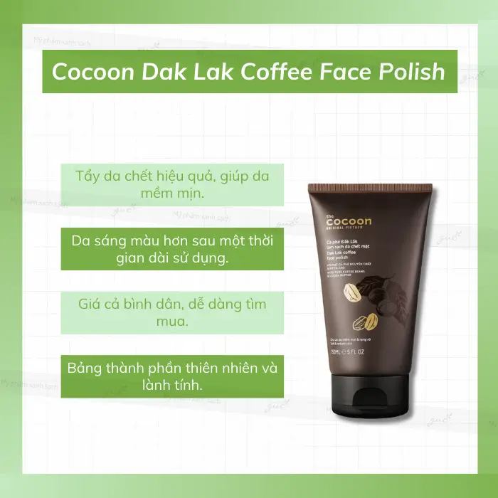 Tẩy da chết cocoon daklak coffee face polish