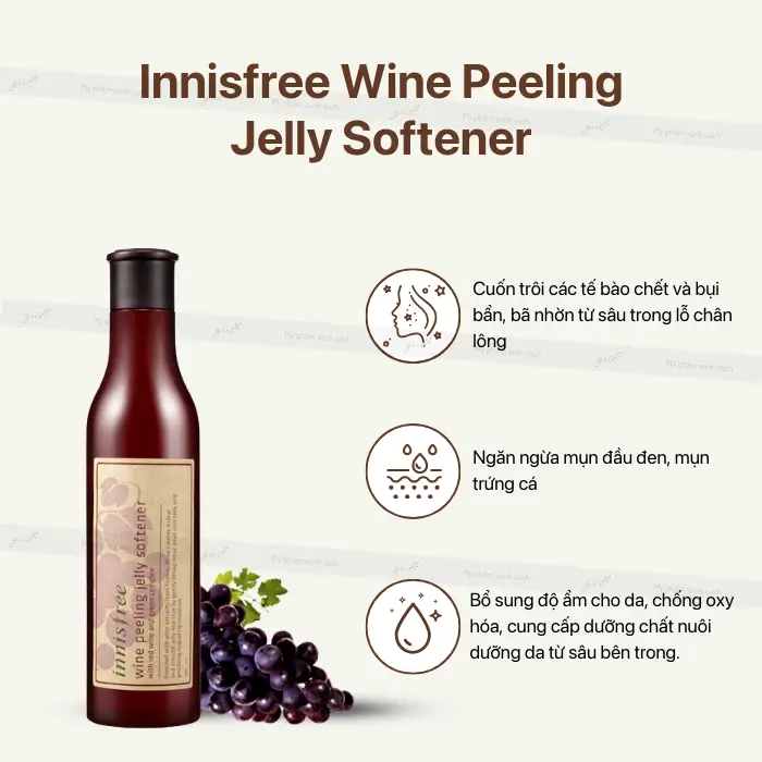 Tẩy da chết innisfree wine peeling jelly softener