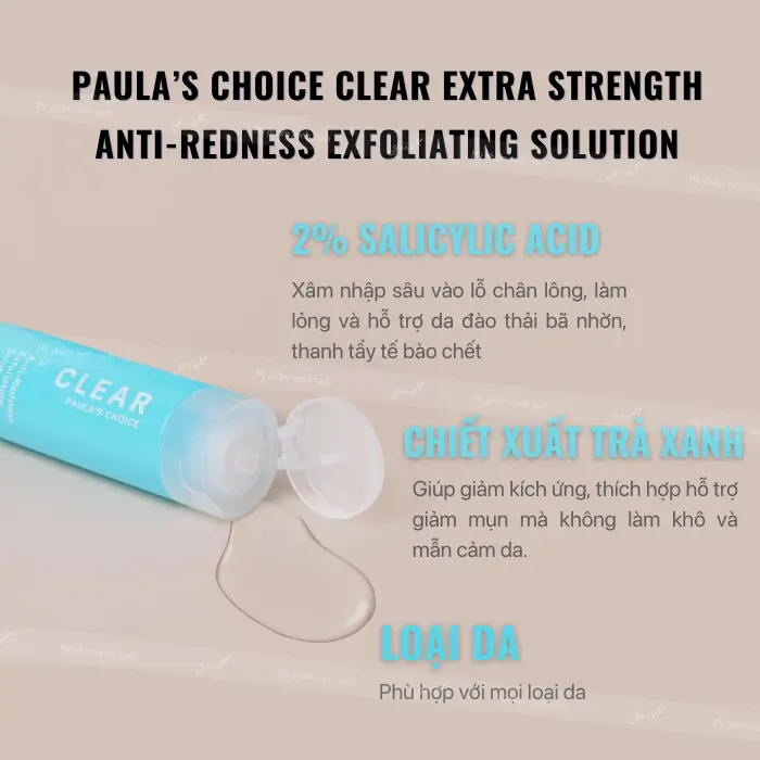 Tẩy da chết paulas choice clear extra strength anti redness exfoliating solution