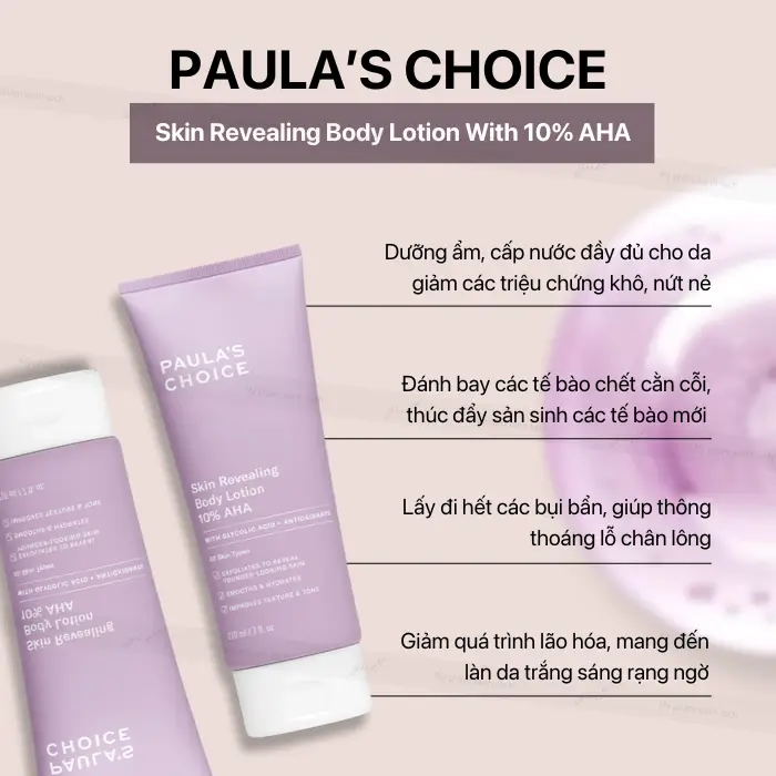 Review kem dưỡng thể paulas choice skin revealing body lotion with 10 aha