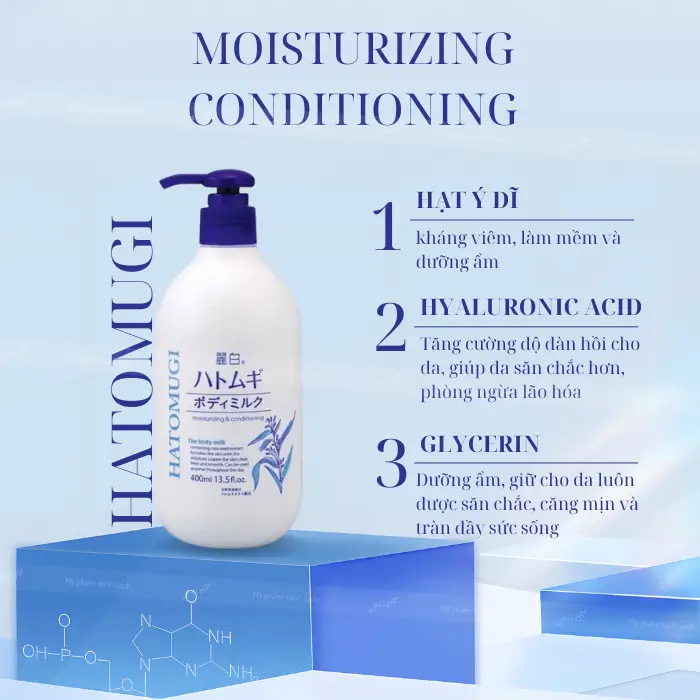 Review sữa dưỡng thể hatomugi moisturizing conditioning