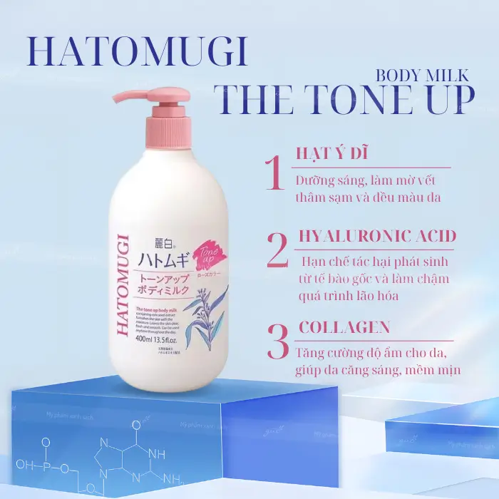 Review sữa dưỡng thể hatomugi the tone up body milk