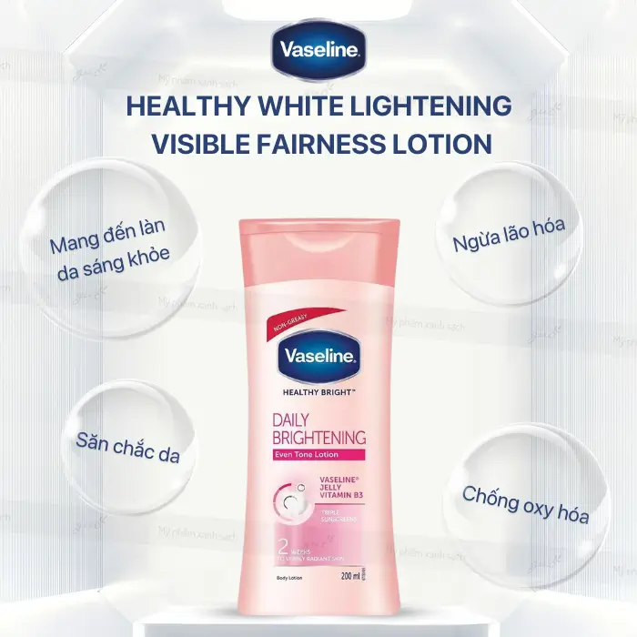 Review sữa dưỡng thể Vaseline healthy white lightening visible fairness