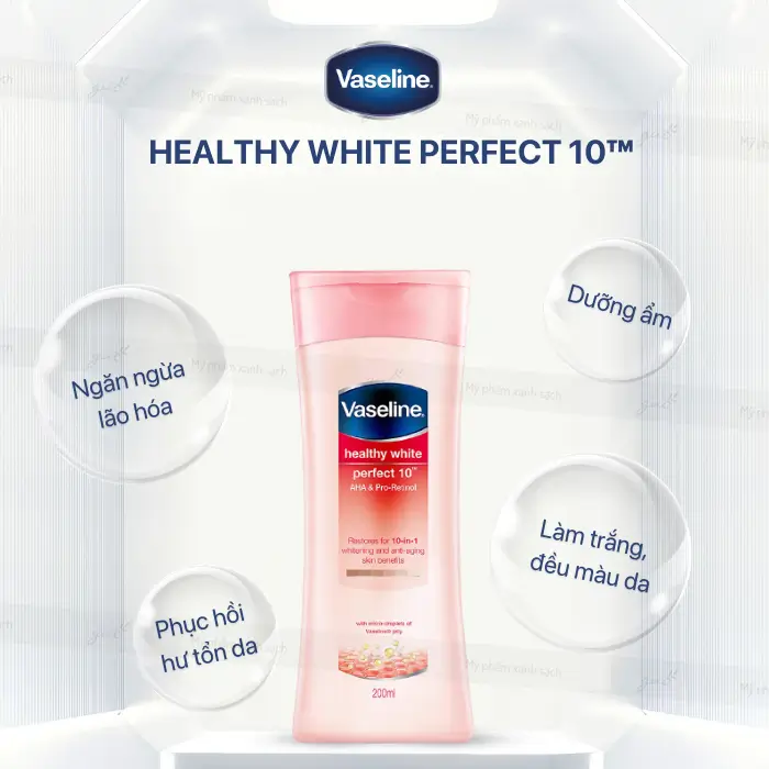 Review sữa dưỡng thể vaseline healthy white perfect 10