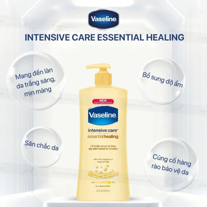Review sữa dưỡng thể Vaseline intensive care essential healing